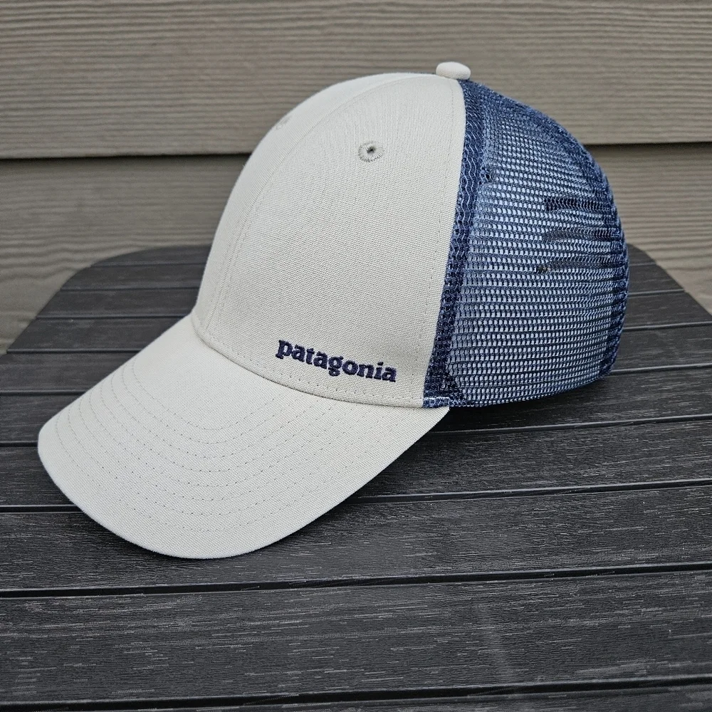 Patagonia Hat Mesh Back Trucker Dad Cap Tan Blue Snapback